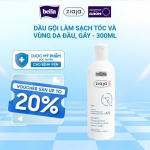 Ziaja Med Kuracja Dermatologiczna Pielegnacja skory z AZS Szampon Oczyszczajacy Do Wrazliwej Skory Glowy i Karku 300ml - Dầu gội làm sạch tóc và dịu nhẹ vùng da đầu, gáy